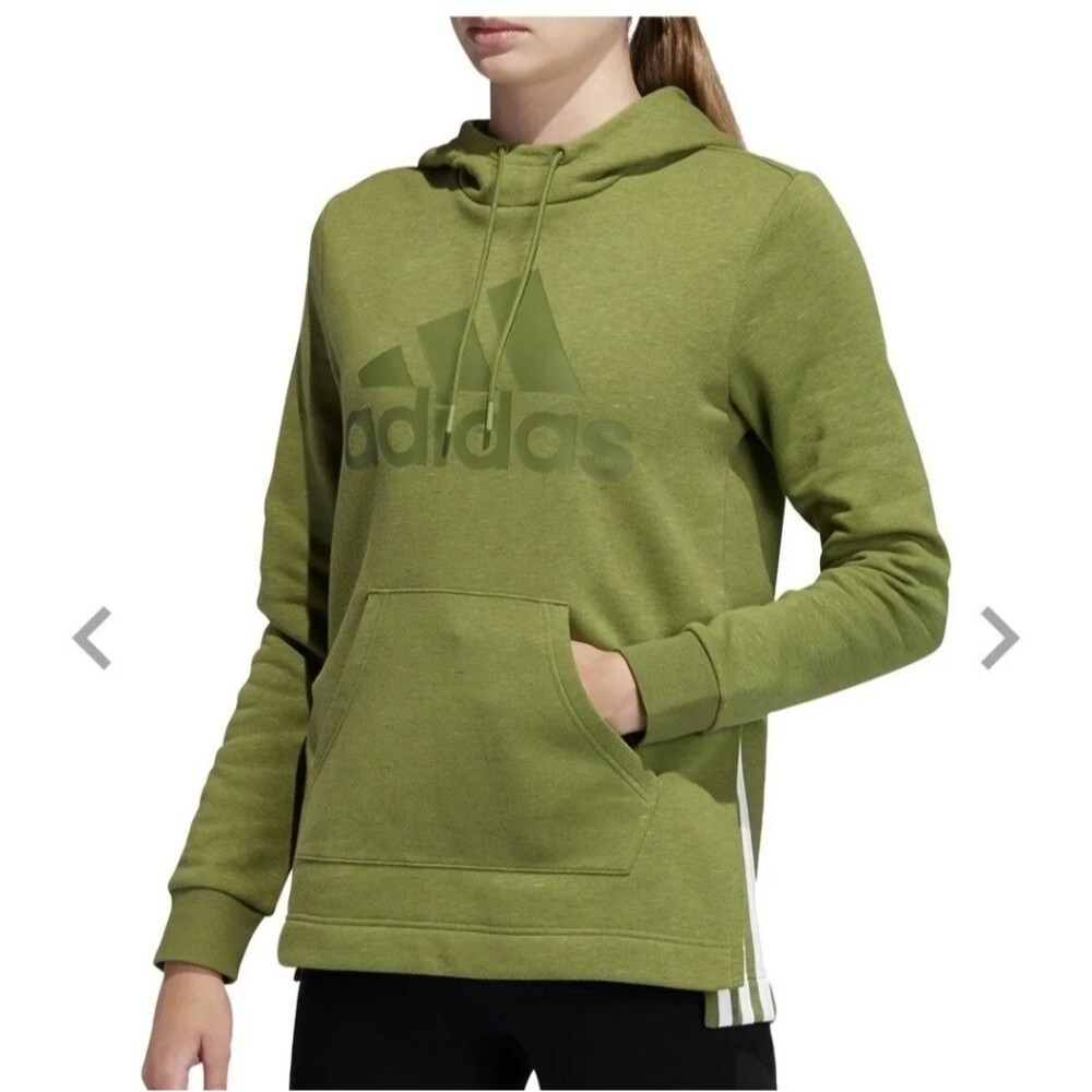 Adidas Women's Badge Of Sport Tech Olive Green Fitted Hoodie Sweatshirt small